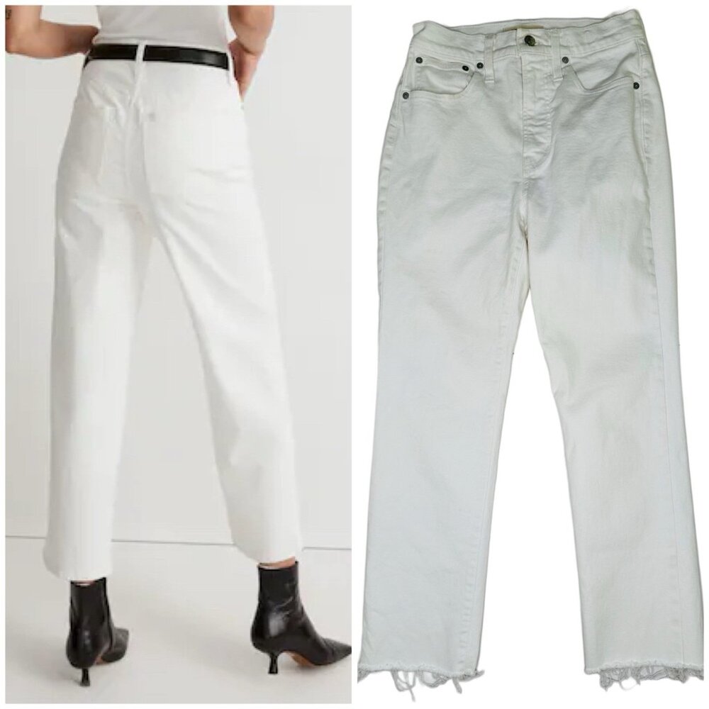 Madewell Womens White The Perfect Vintage Jeans Size 25x25 Raw Hem